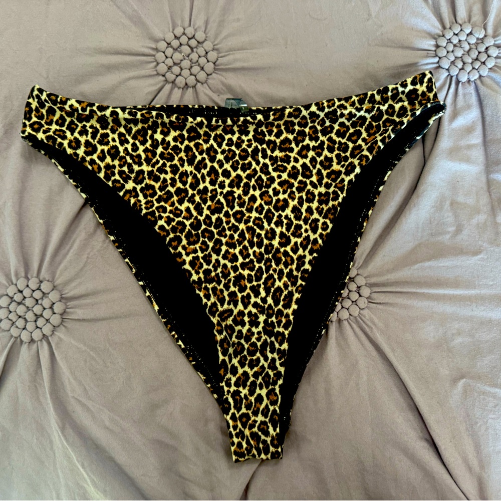 Leopard print high leg bathing suit bikini bottoms